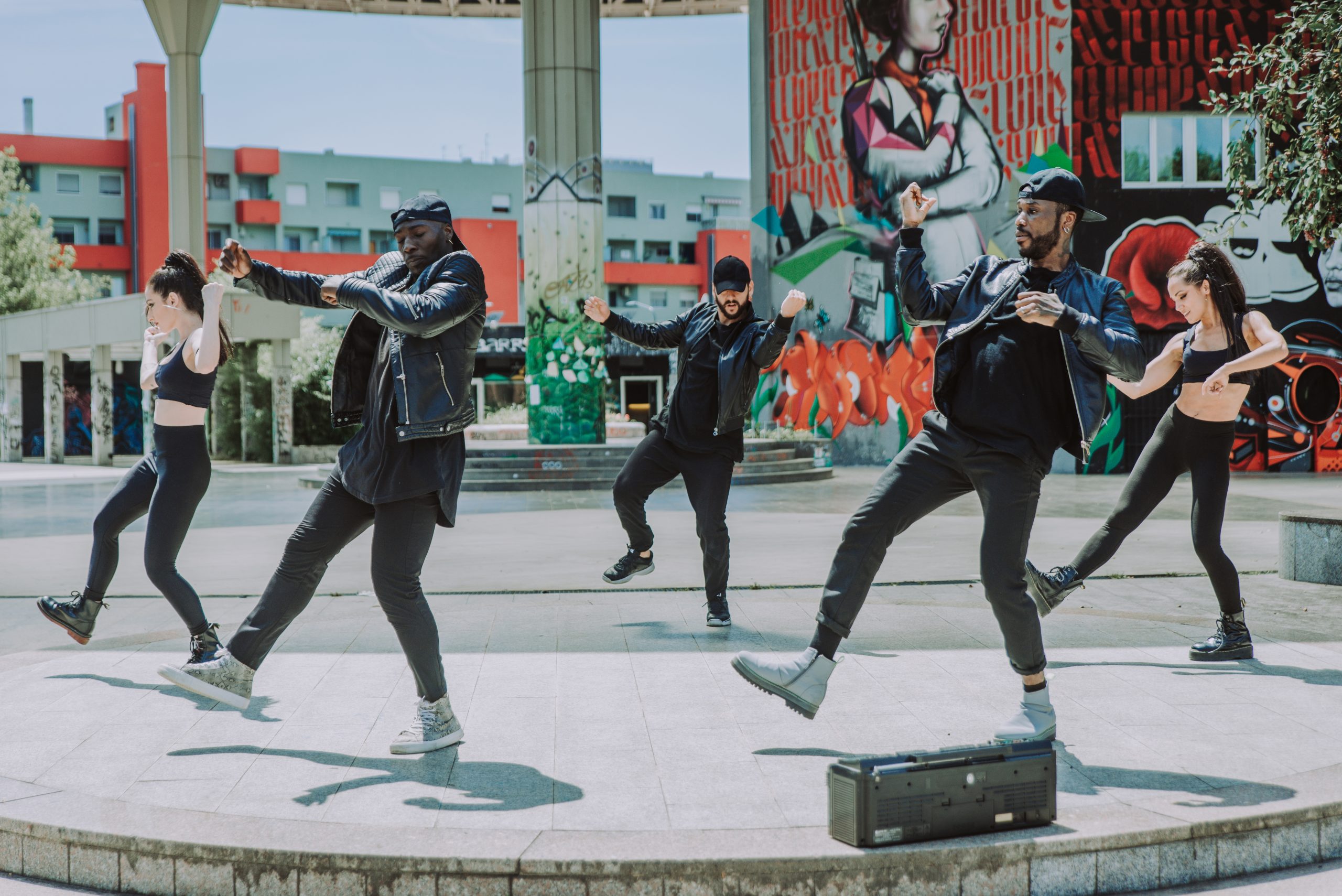 Hip,Hop,Crew,Dancing,-,Multiracial,Group,Of,People,Having